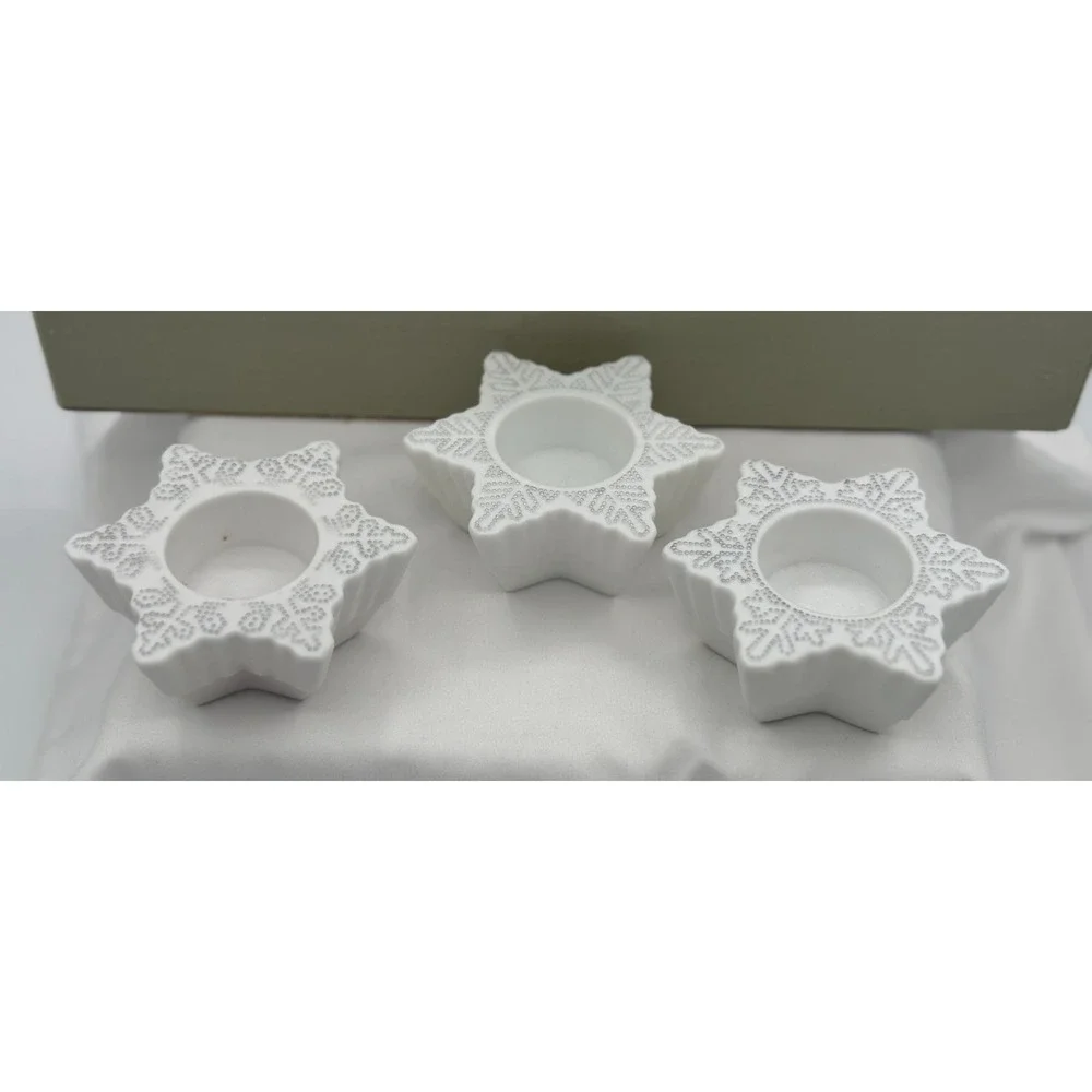 Partylite P7121 Set of 3 Snow Drifters White Tealight Holders - NEW Open Box